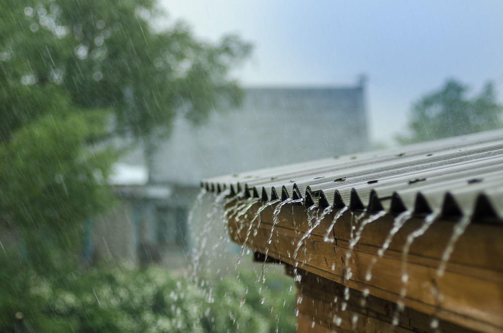 Heavy rainfall on a roof